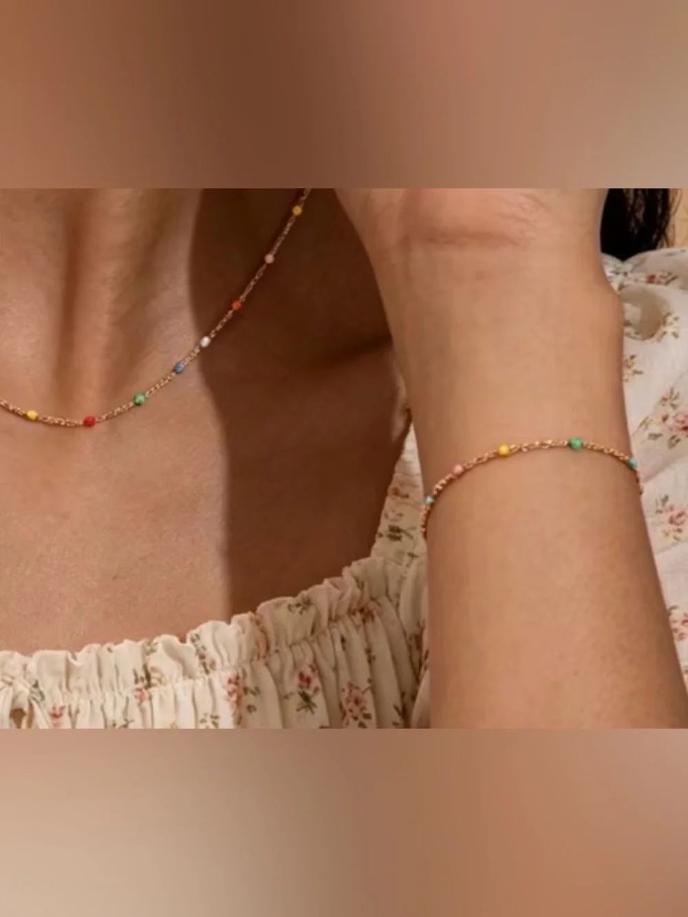 GoldโChain Multicolor Bead Bracelet A2181